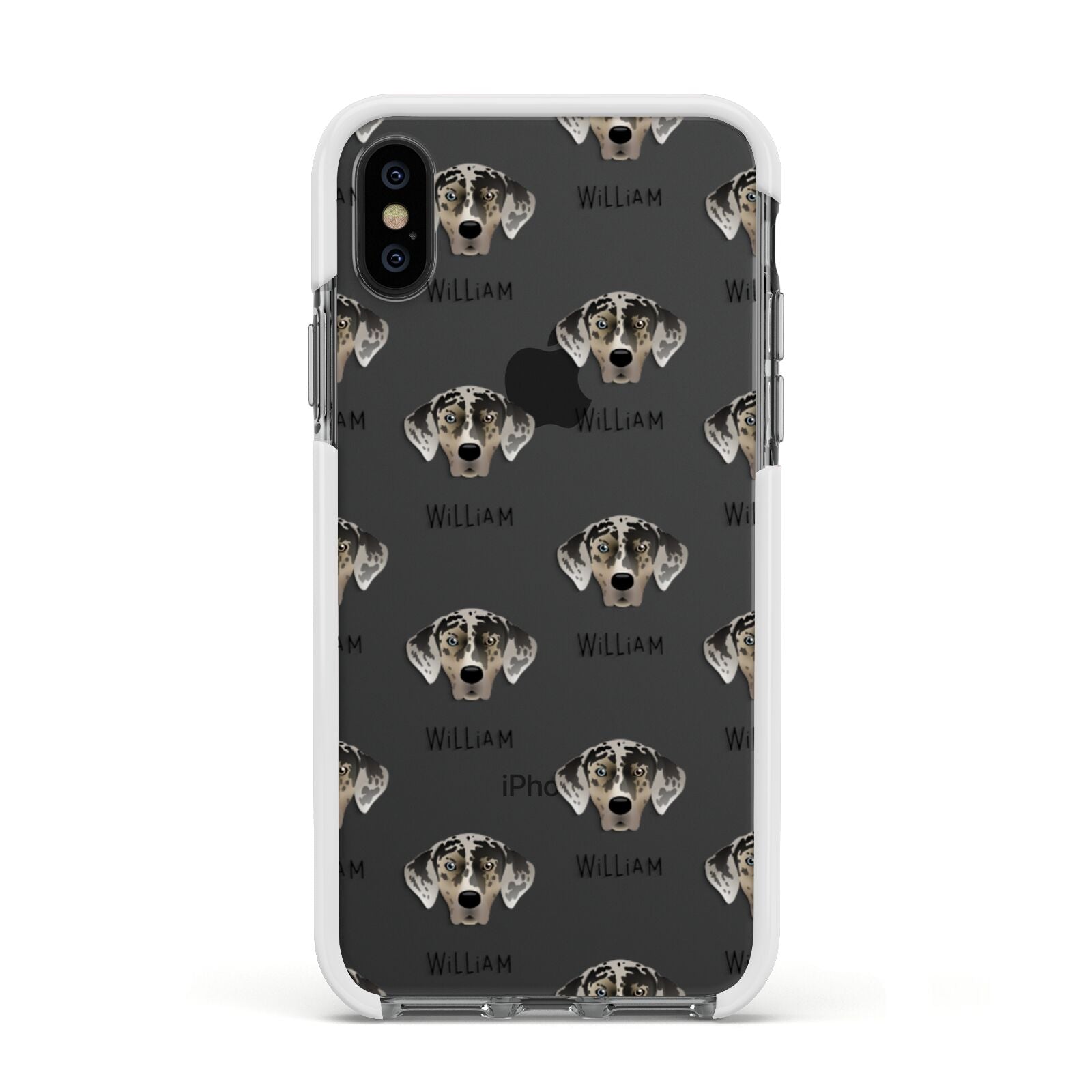 American Leopard Hound Icon with Name Apple iPhone Xs Impact Case White Edge on Black Phone