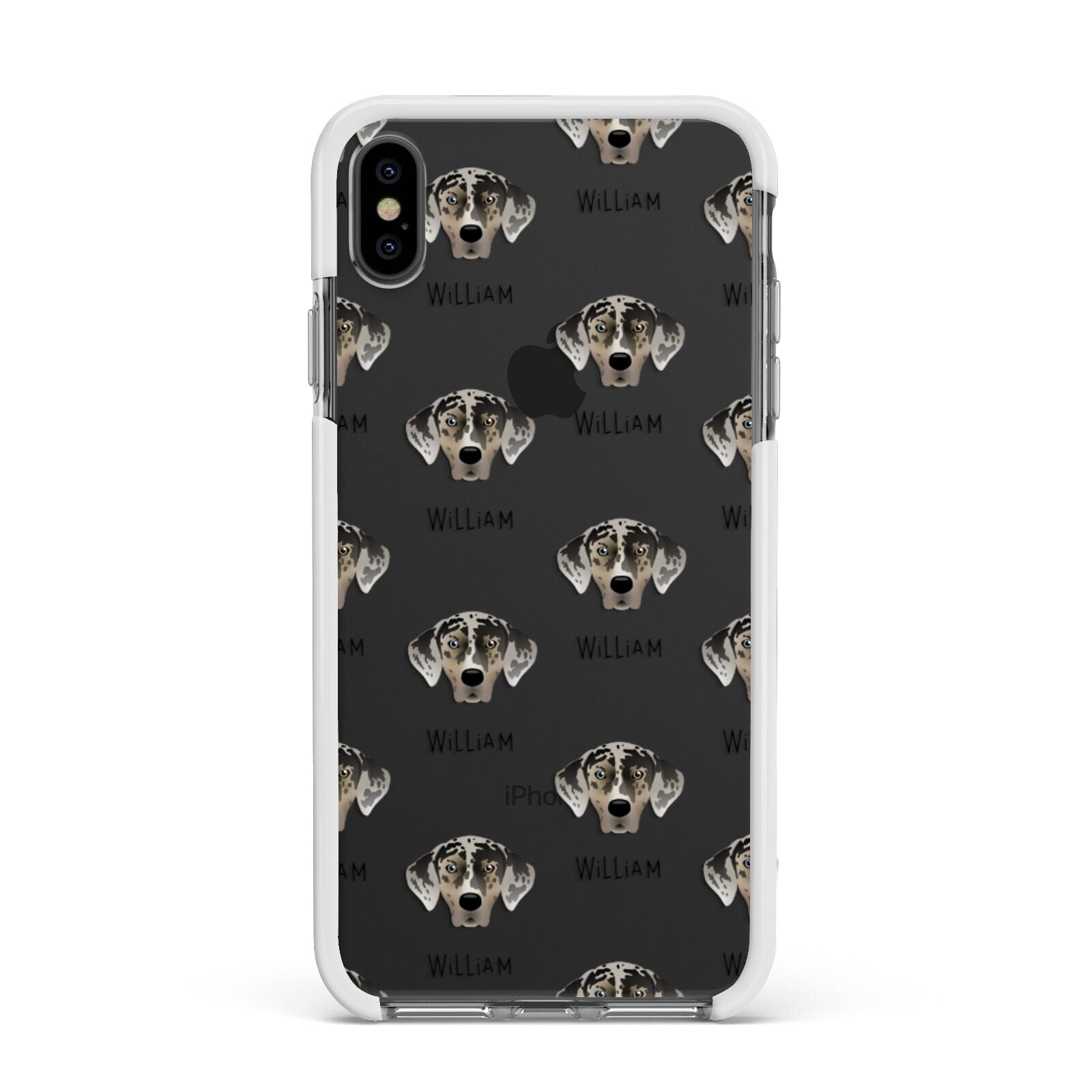American Leopard Hound Icon with Name Apple iPhone Xs Max Impact Case White Edge on Black Phone