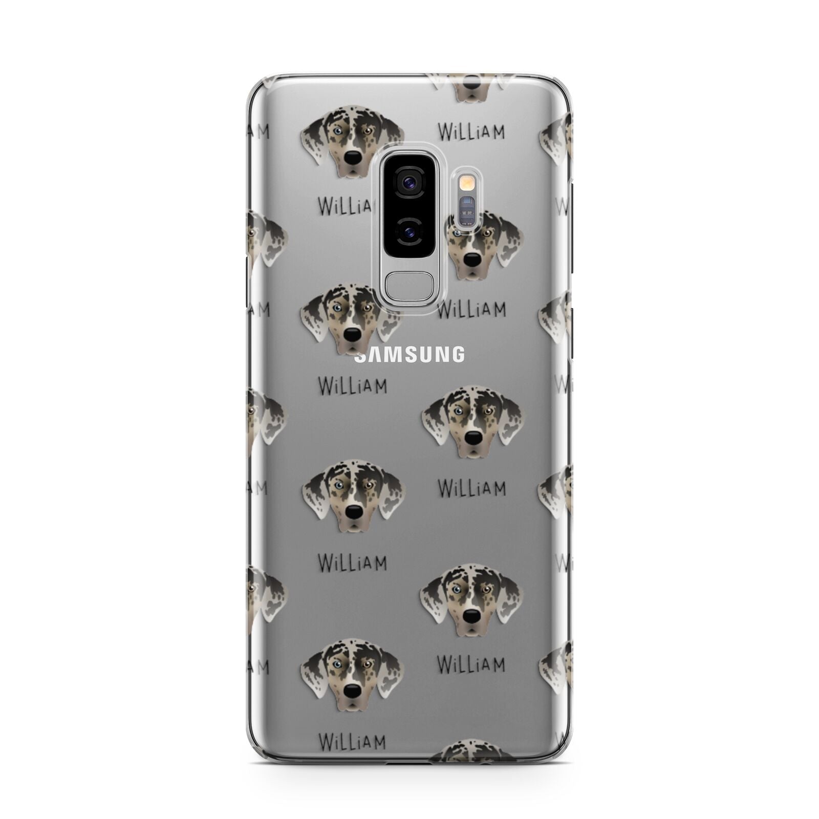 American Leopard Hound Icon with Name Samsung Galaxy S9 Plus Case on Silver phone