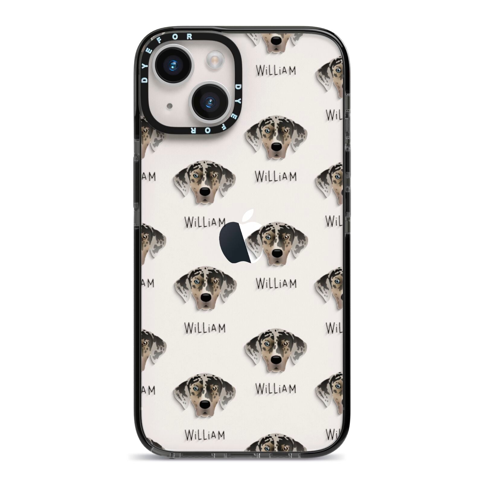 American Leopard Hound Icon with Name iPhone 14 Black Impact Case on Silver phone