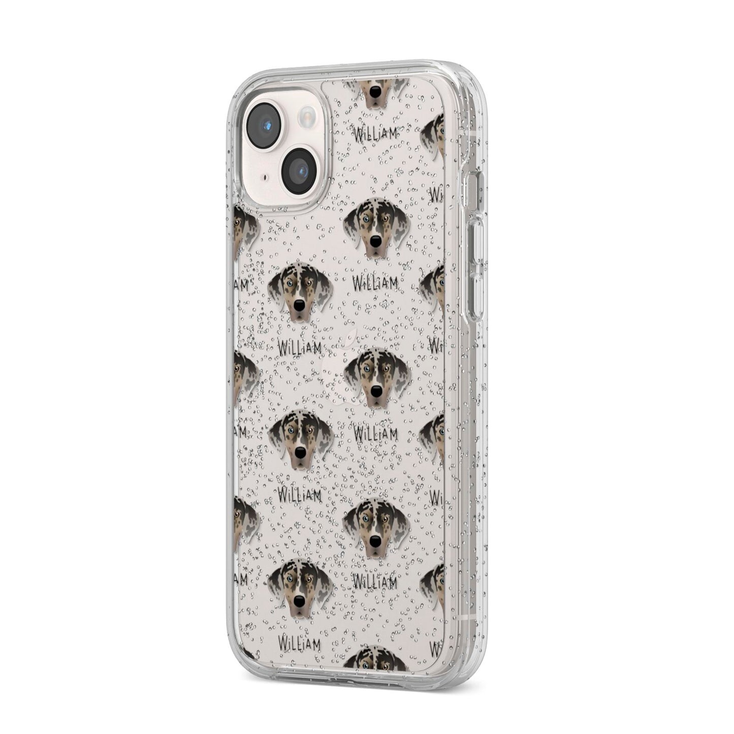 American Leopard Hound Icon with Name iPhone 14 Plus Glitter Tough Case Starlight Angled Image