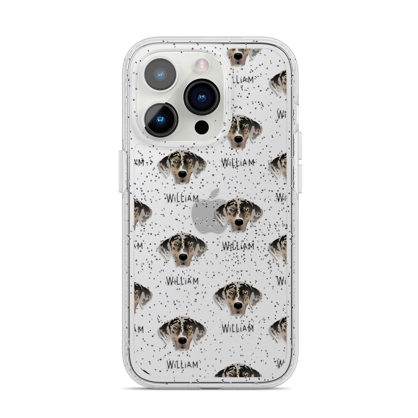 American Leopard Hound Icon with Name iPhone 14 Pro Glitter Tough Case Silver