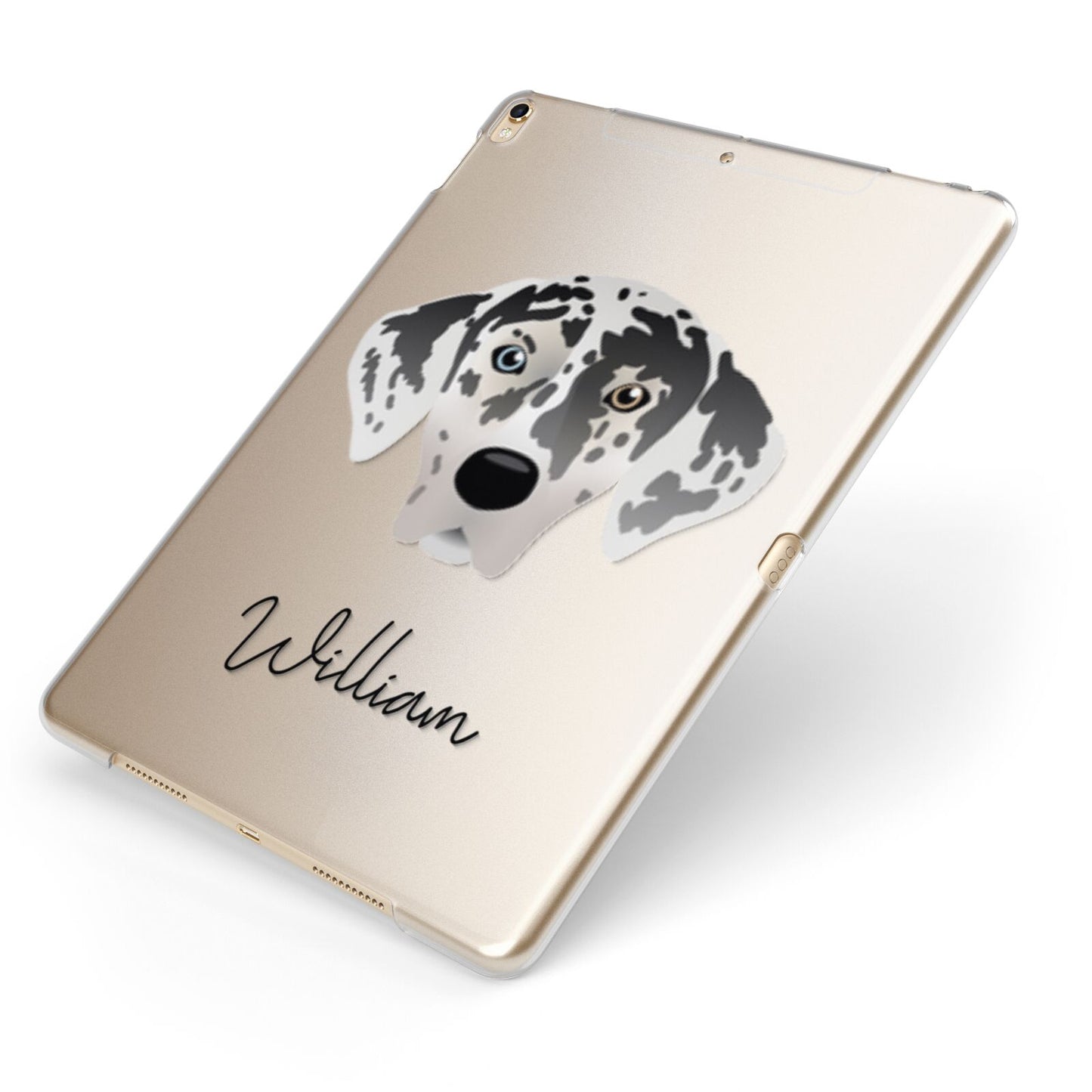 American Leopard Hound Personalised Apple iPad Case on Gold iPad Side View