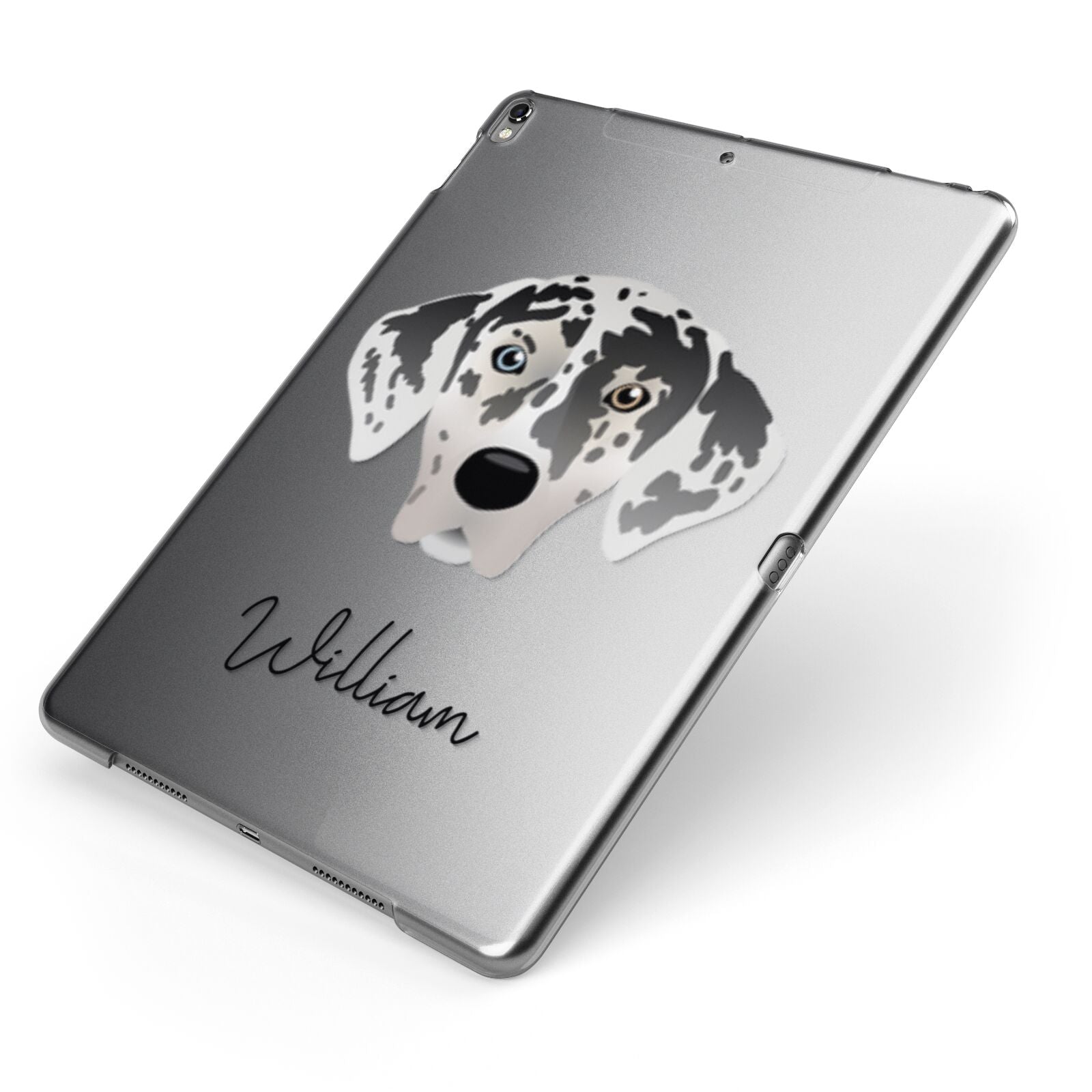 American Leopard Hound Personalised Apple iPad Case on Grey iPad Side View