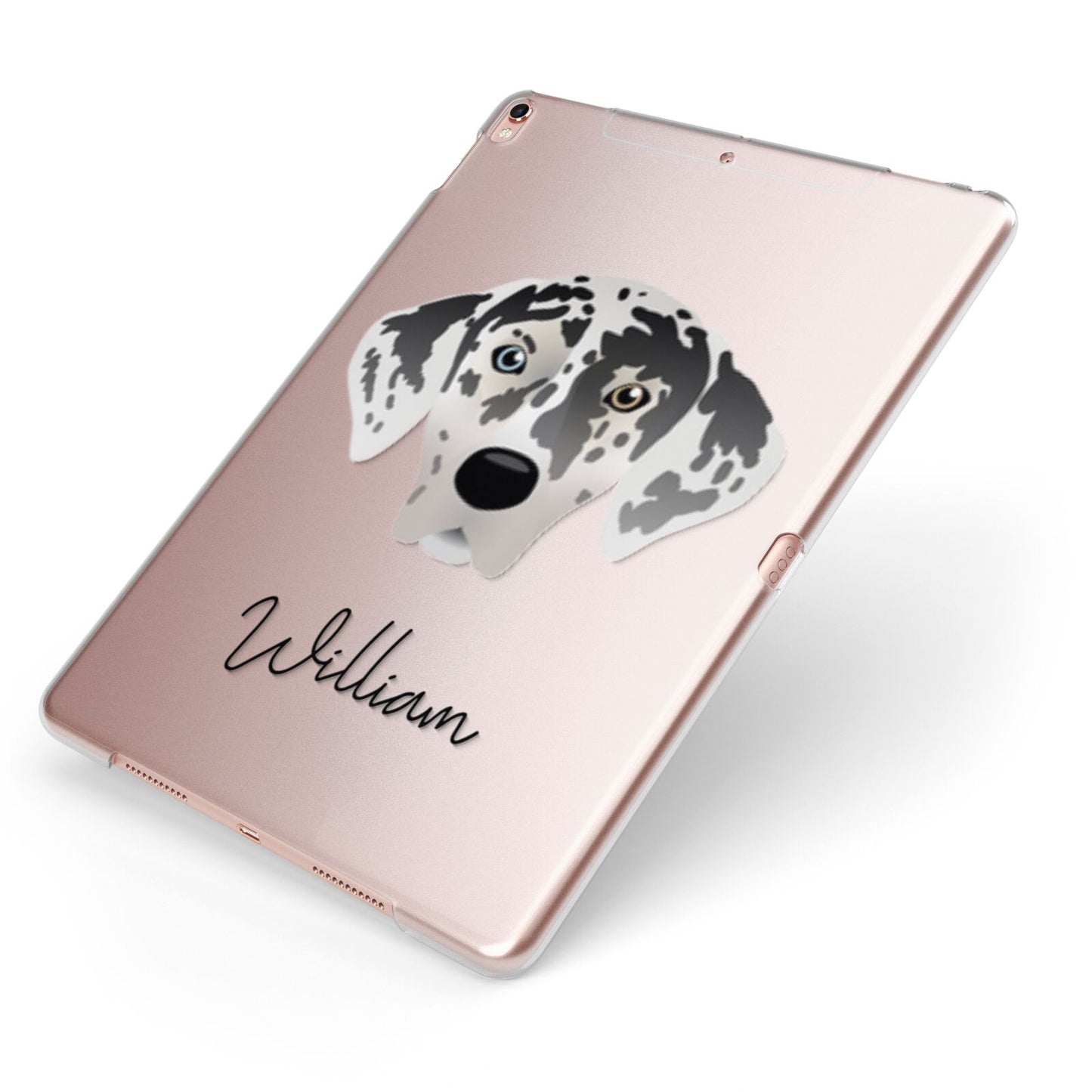 American Leopard Hound Personalised Apple iPad Case on Rose Gold iPad Side View