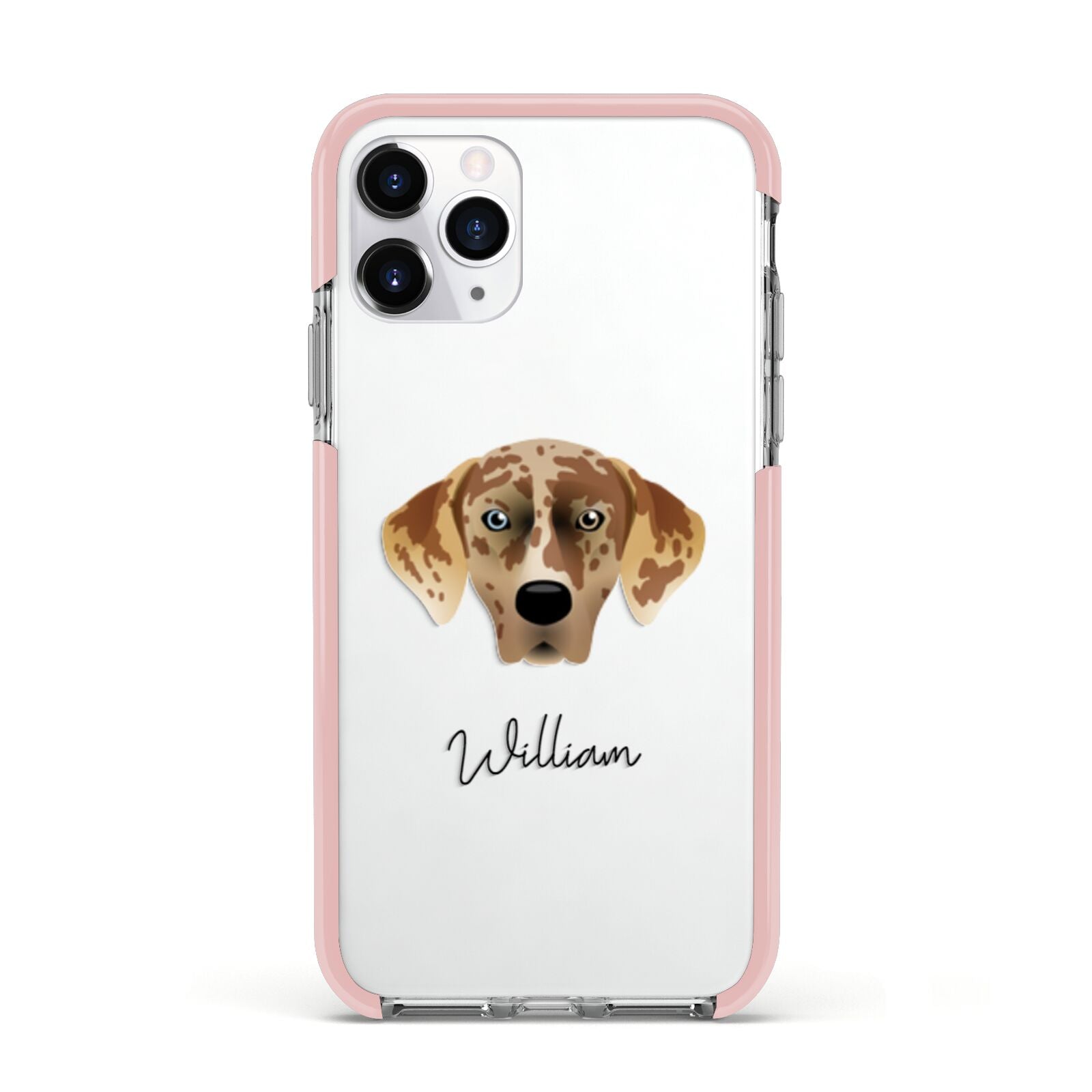 American Leopard Hound Personalised Apple iPhone 11 Pro in Silver with Pink Impact Case