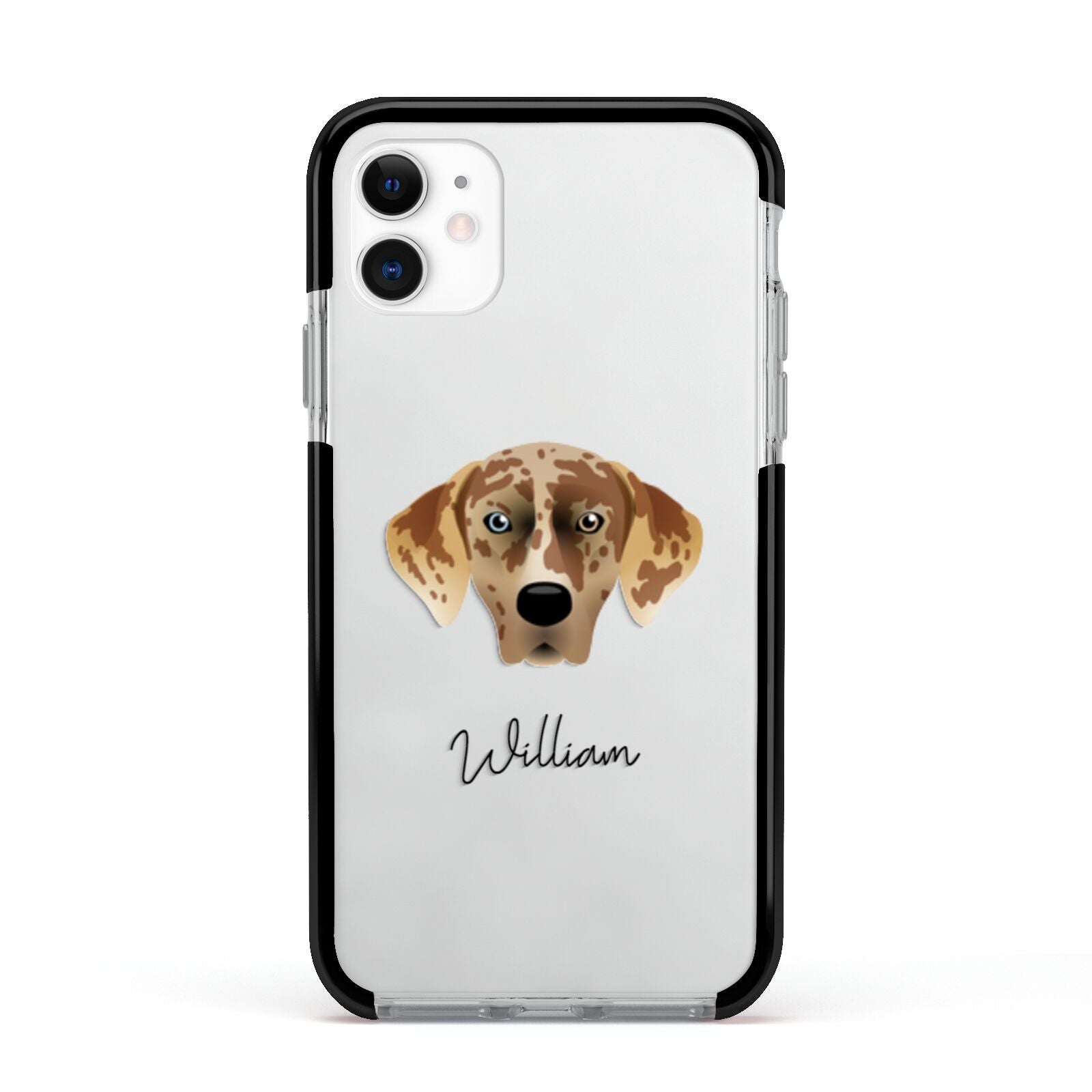 American Leopard Hound Personalised Apple iPhone 11 in White with Black Impact Case