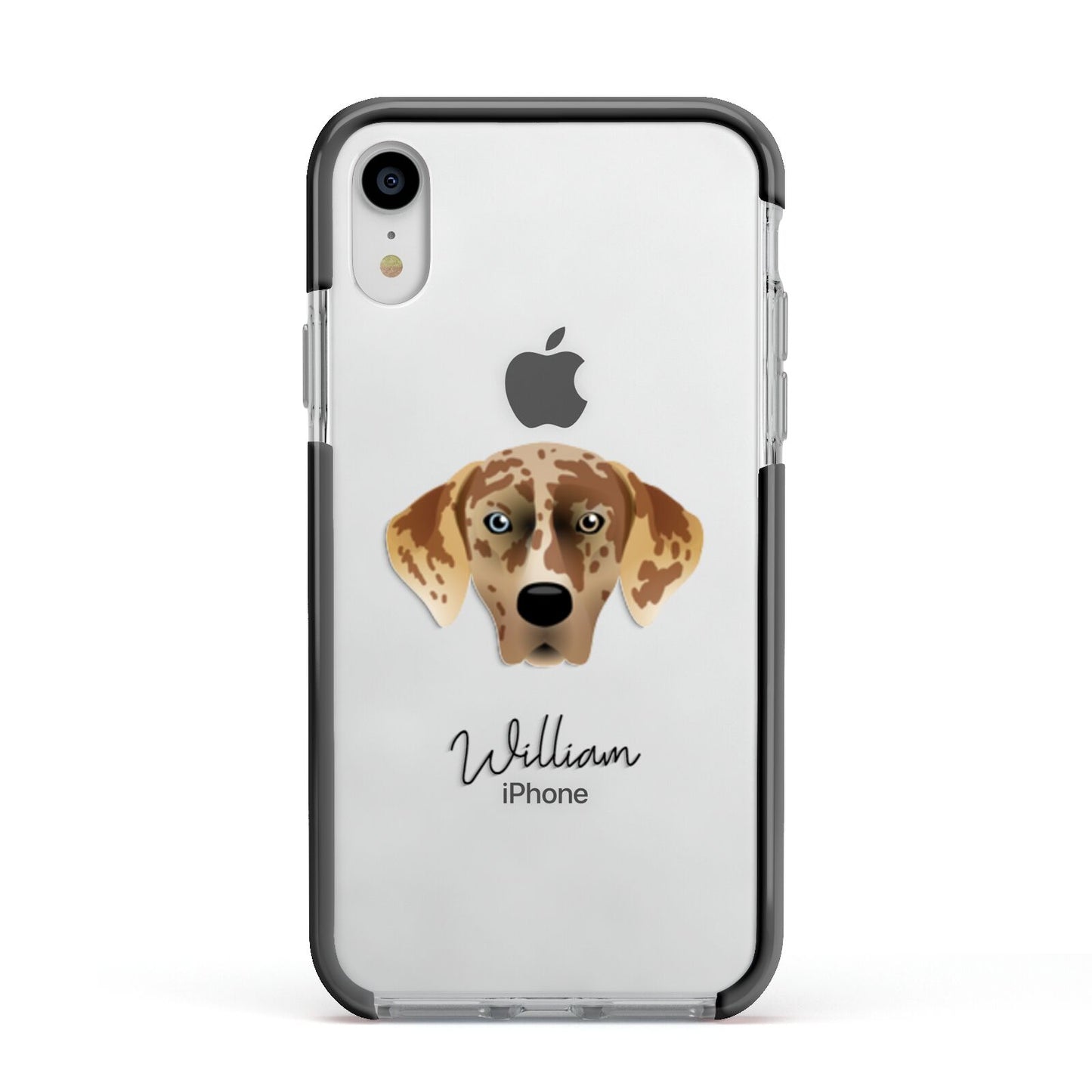 American Leopard Hound Personalised Apple iPhone XR Impact Case Black Edge on Silver Phone