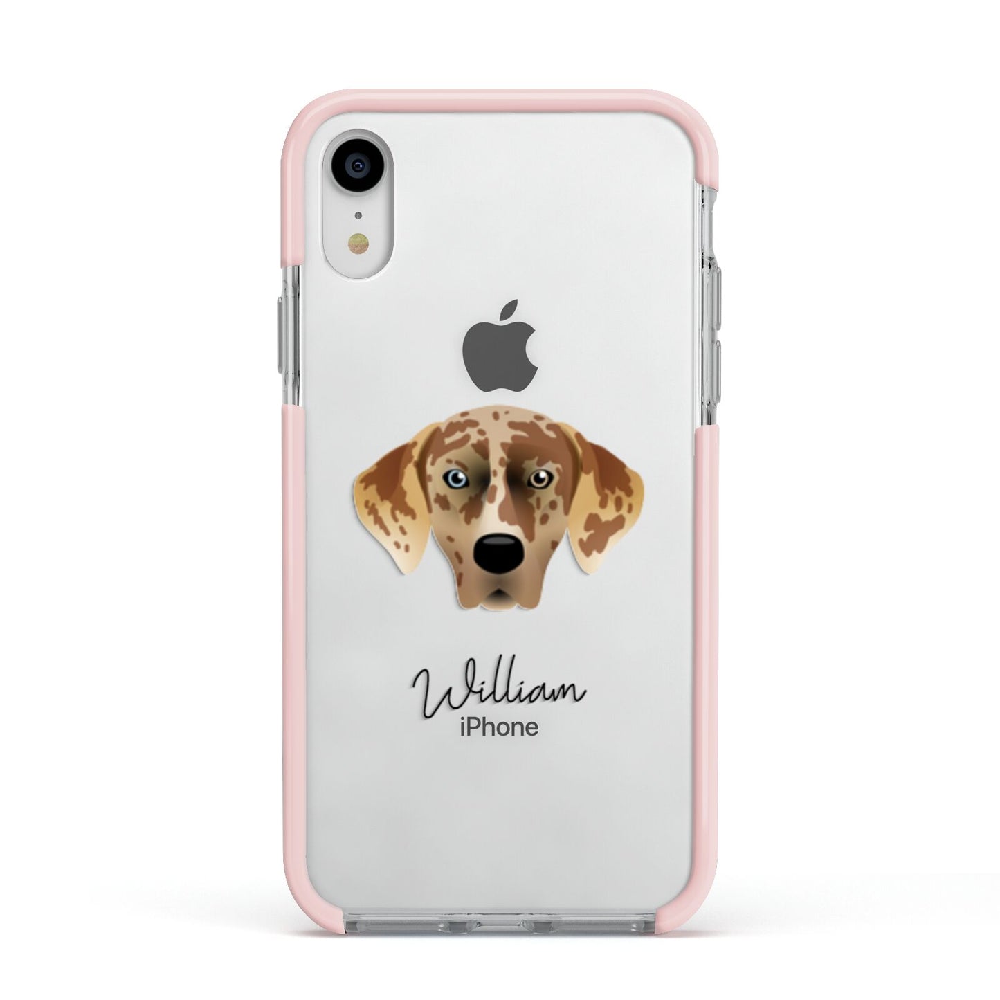 American Leopard Hound Personalised Apple iPhone XR Impact Case Pink Edge on Silver Phone