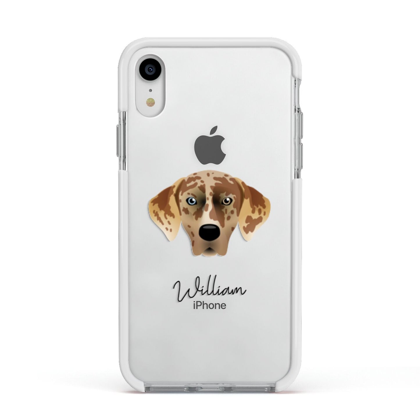 American Leopard Hound Personalised Apple iPhone XR Impact Case White Edge on Silver Phone