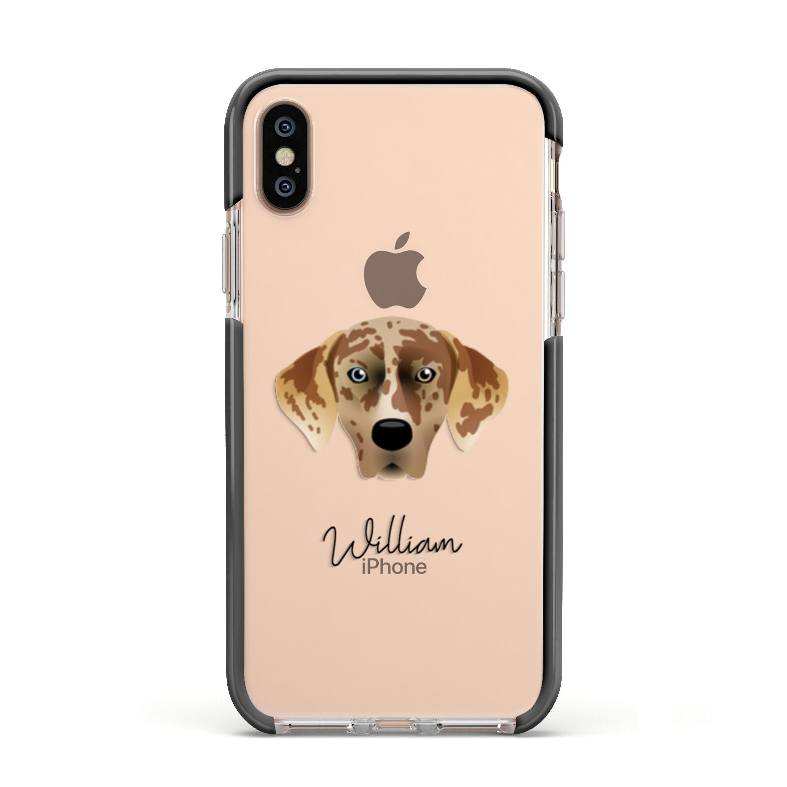 American Leopard Hound Personalised Apple iPhone Xs Impact Case Black Edge on Gold Phone
