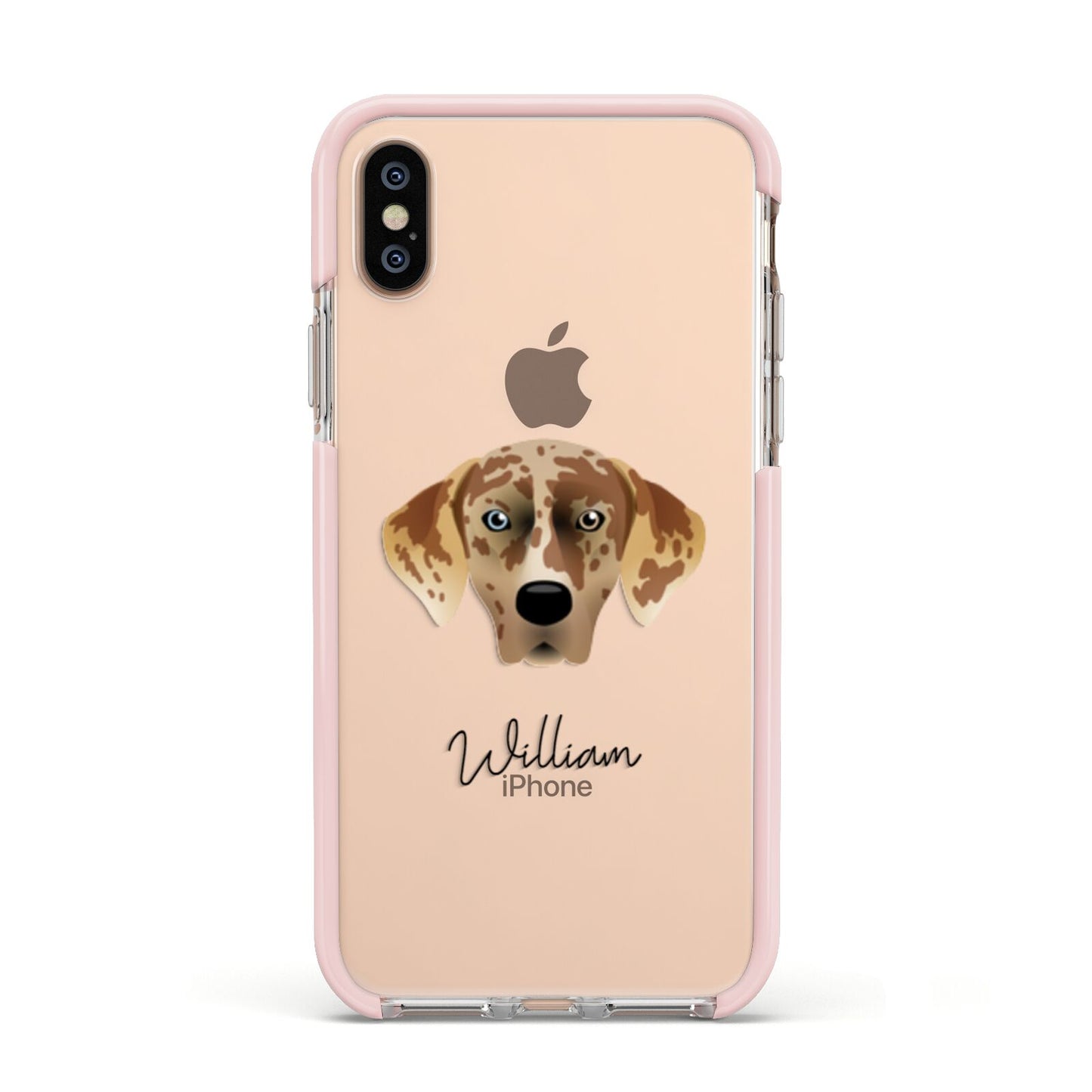 American Leopard Hound Personalised Apple iPhone Xs Impact Case Pink Edge on Gold Phone