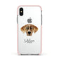 American Leopard Hound Personalised Apple iPhone Xs Impact Case Pink Edge on Silver Phone