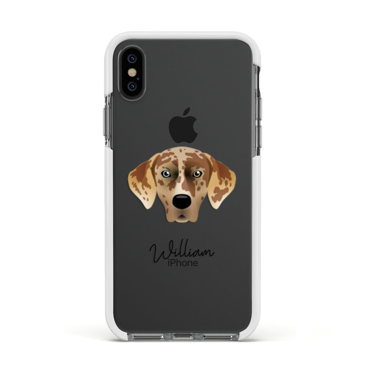 American Leopard Hound Personalised Apple iPhone Xs Impact Case White Edge on Black Phone