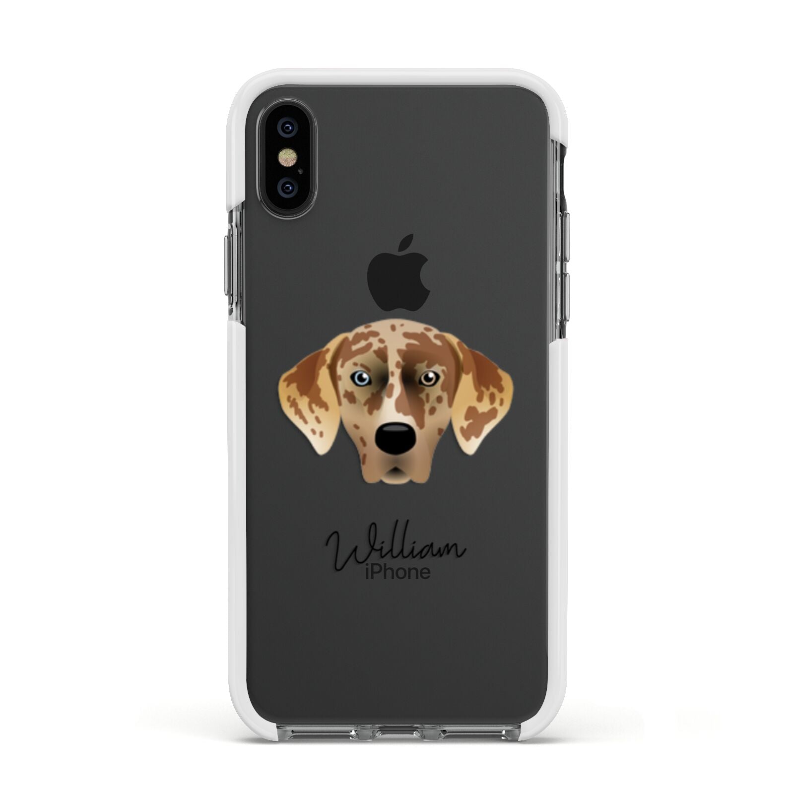 American Leopard Hound Personalised Apple iPhone Xs Impact Case White Edge on Black Phone
