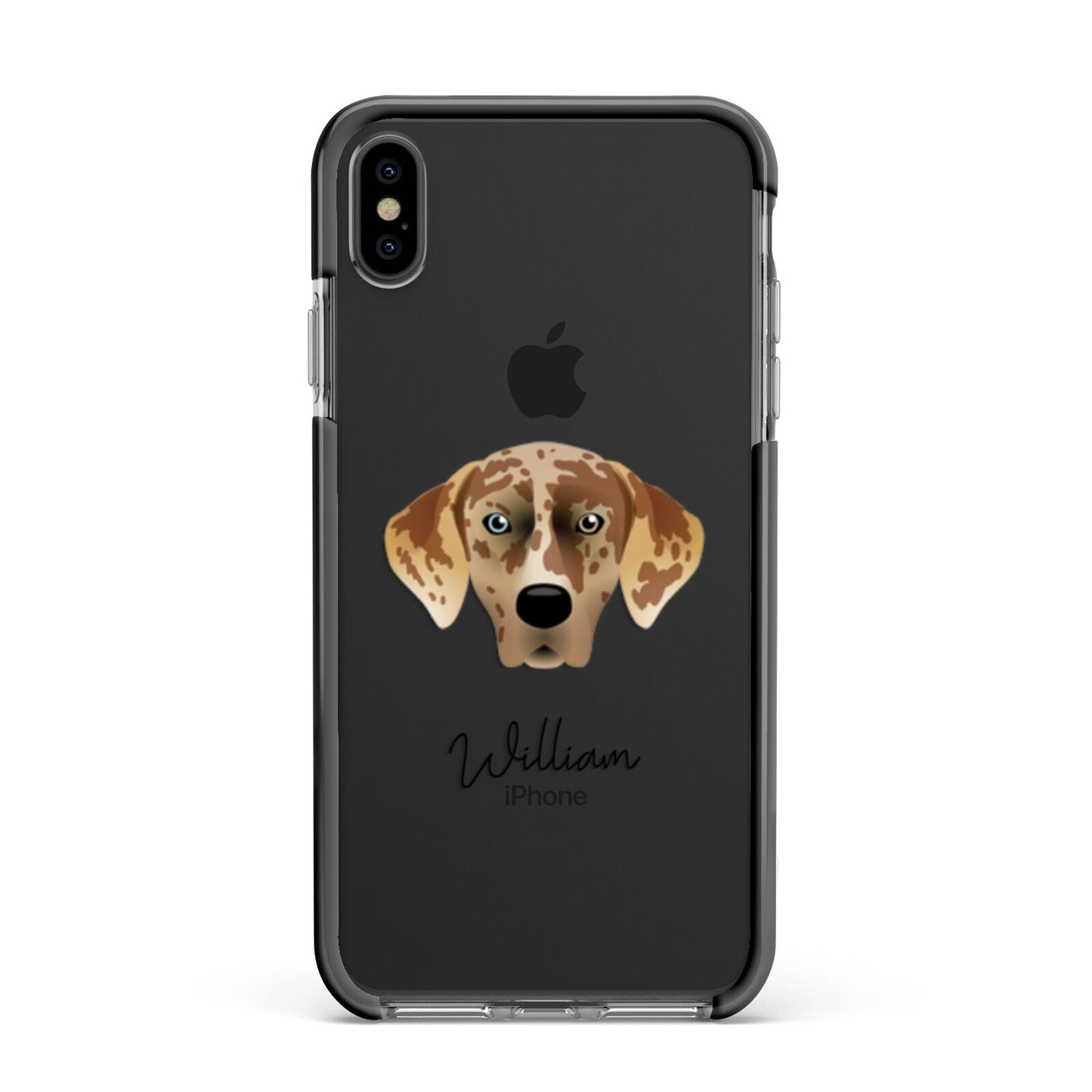 American Leopard Hound Personalised Apple iPhone Xs Max Impact Case Black Edge on Black Phone