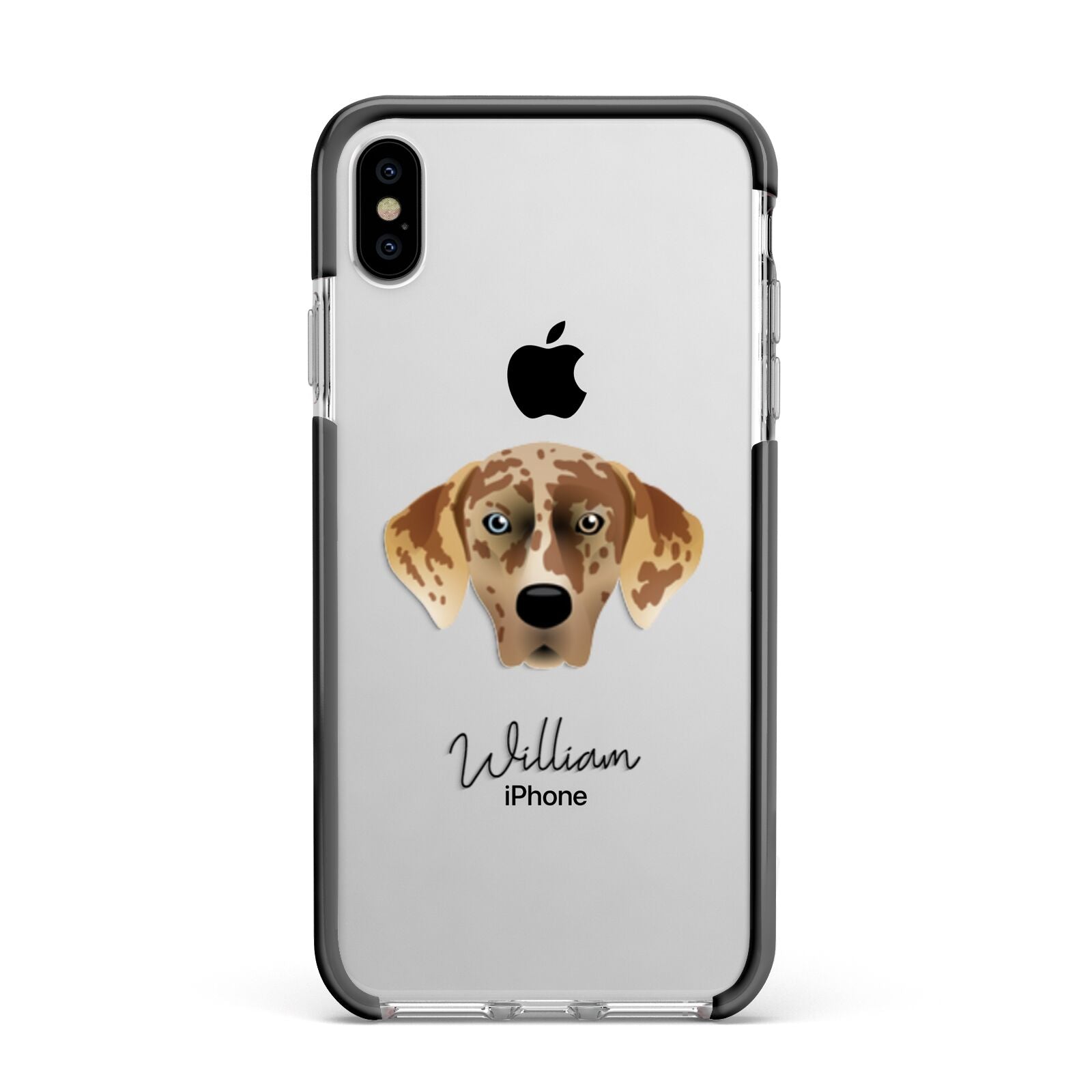 American Leopard Hound Personalised Apple iPhone Xs Max Impact Case Black Edge on Silver Phone