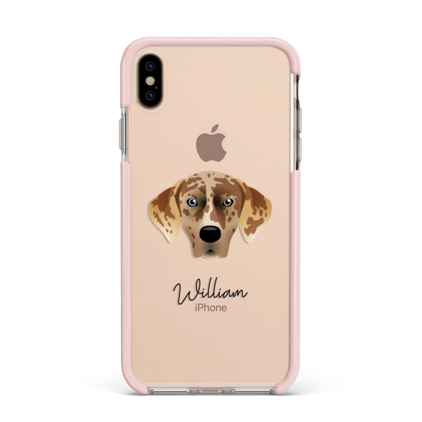 American Leopard Hound Personalised Apple iPhone Xs Max Impact Case Pink Edge on Gold Phone