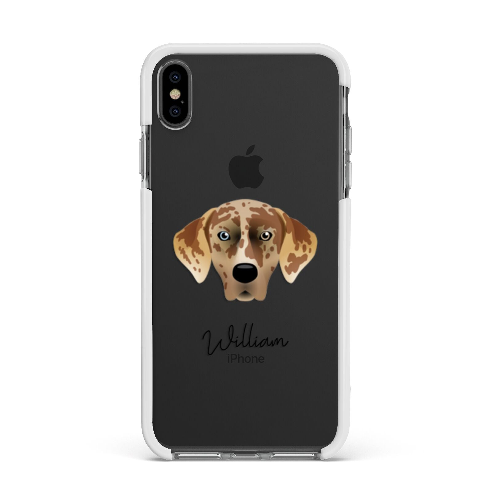 American Leopard Hound Personalised Apple iPhone Xs Max Impact Case White Edge on Black Phone