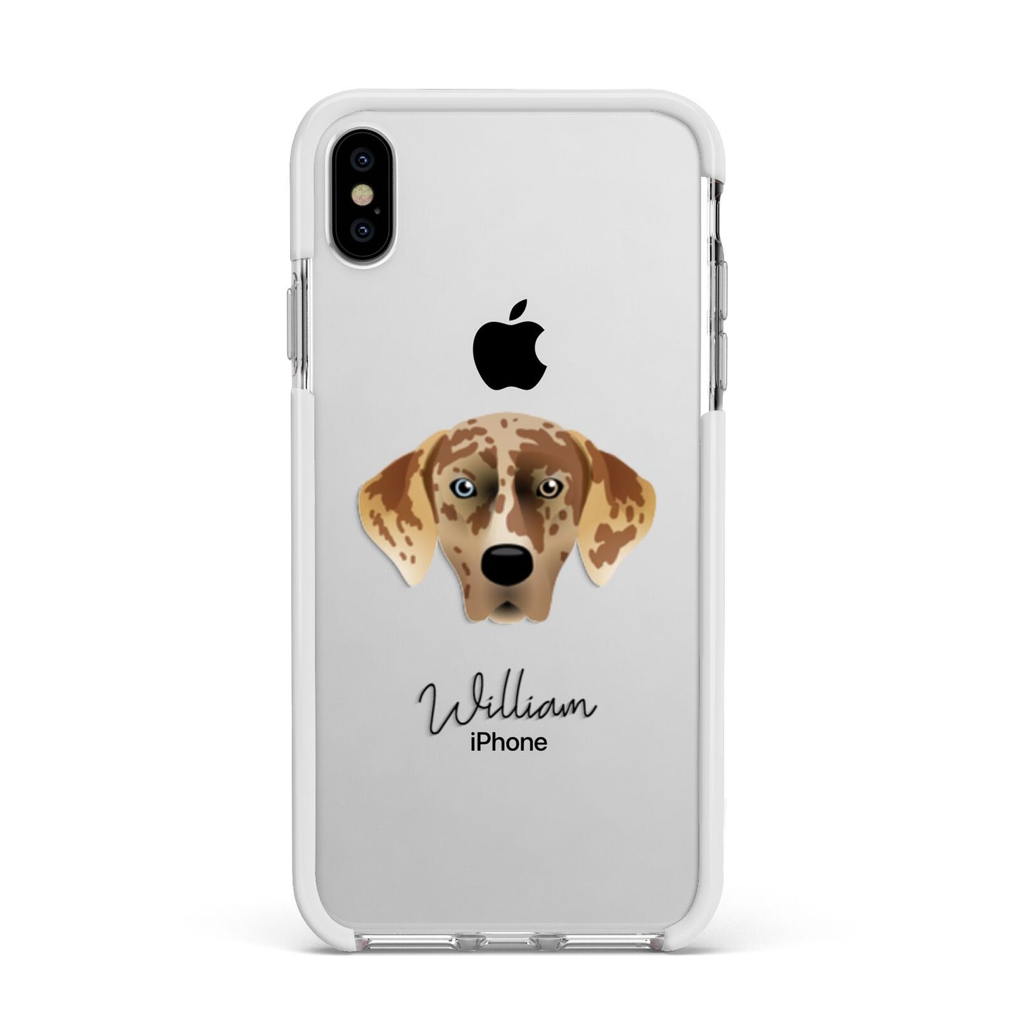 American Leopard Hound Personalised Apple iPhone Xs Max Impact Case White Edge on Silver Phone