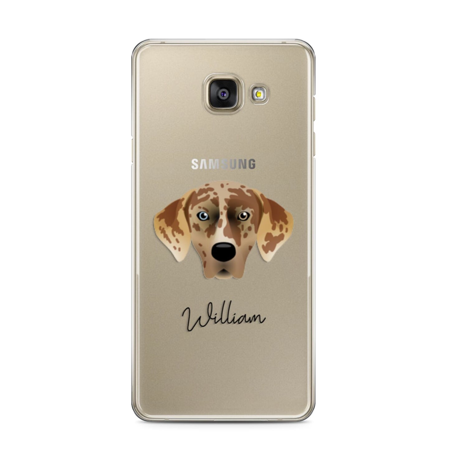 American Leopard Hound Personalised Samsung Galaxy A3 2016 Case on gold phone