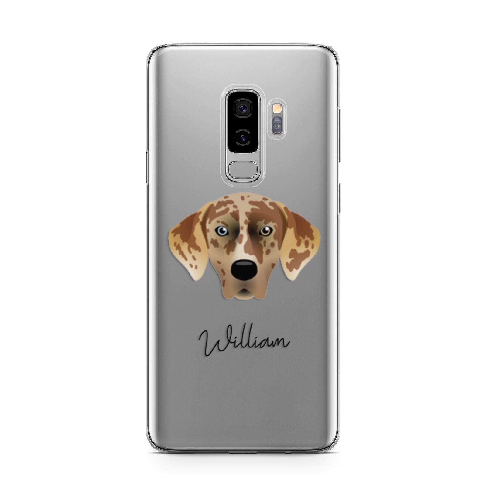 American Leopard Hound Personalised Samsung Galaxy S9 Plus Case on Silver phone