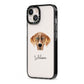 American Leopard Hound Personalised iPhone 13 Black Impact Case Side Angle on Silver phone