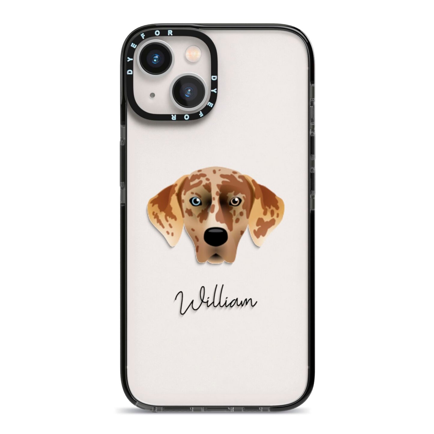 American Leopard Hound Personalised iPhone 13 Black Impact Case on Silver phone
