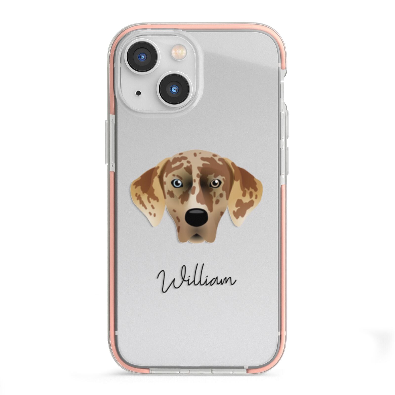 American Leopard Hound Personalised iPhone 13 Mini TPU Impact Case with Pink Edges