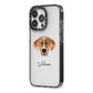 American Leopard Hound Personalised iPhone 13 Pro Black Impact Case Side Angle on Silver phone