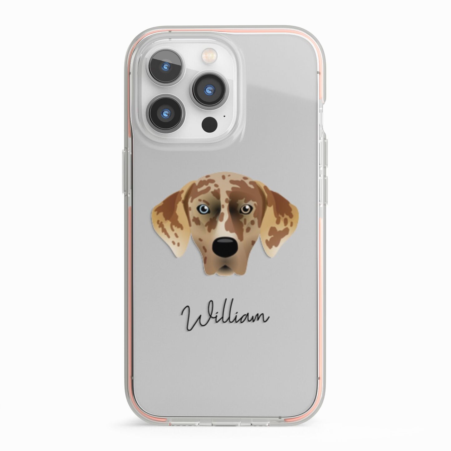 American Leopard Hound Personalised iPhone 13 Pro TPU Impact Case with Pink Edges