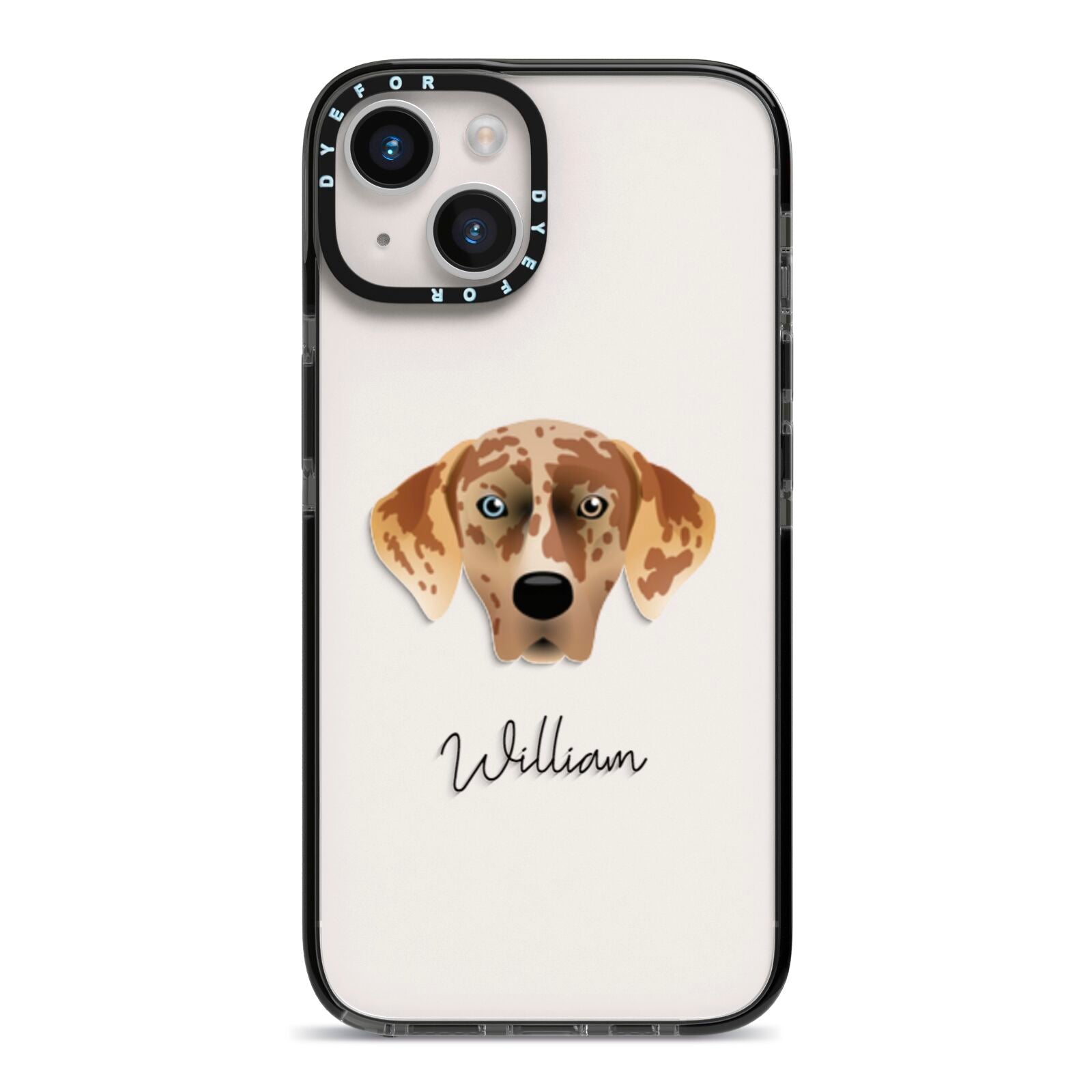 American Leopard Hound Personalised iPhone 14 Black Impact Case on Silver phone