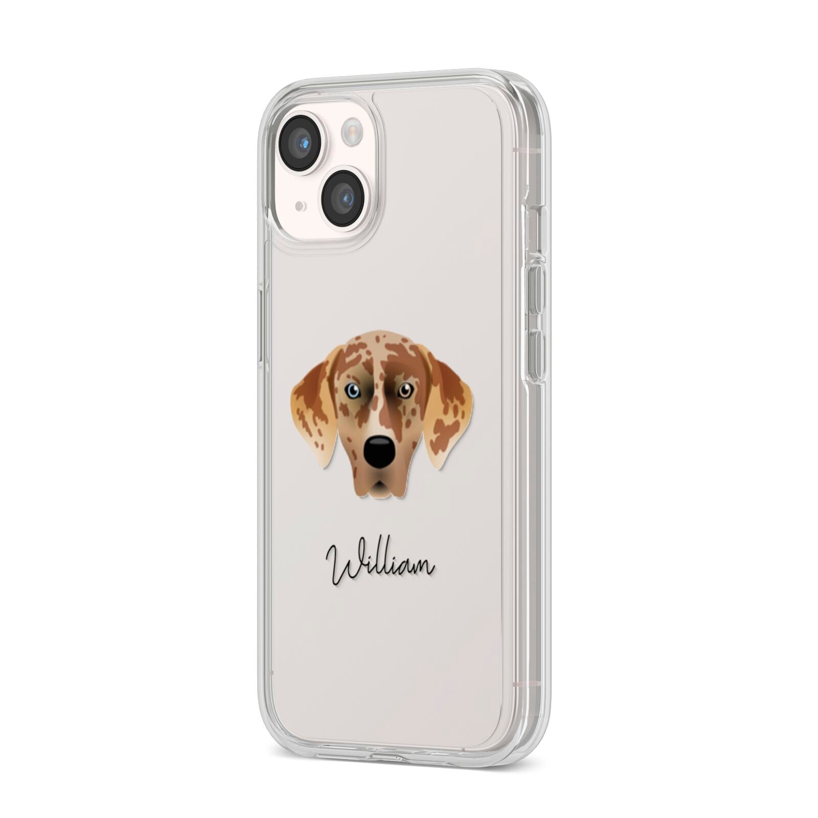 American Leopard Hound Personalised iPhone 14 Clear Tough Case Starlight Angled Image