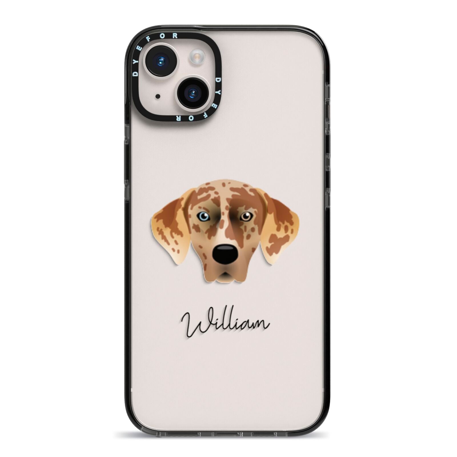 American Leopard Hound Personalised iPhone 14 Plus Black Impact Case on Silver phone