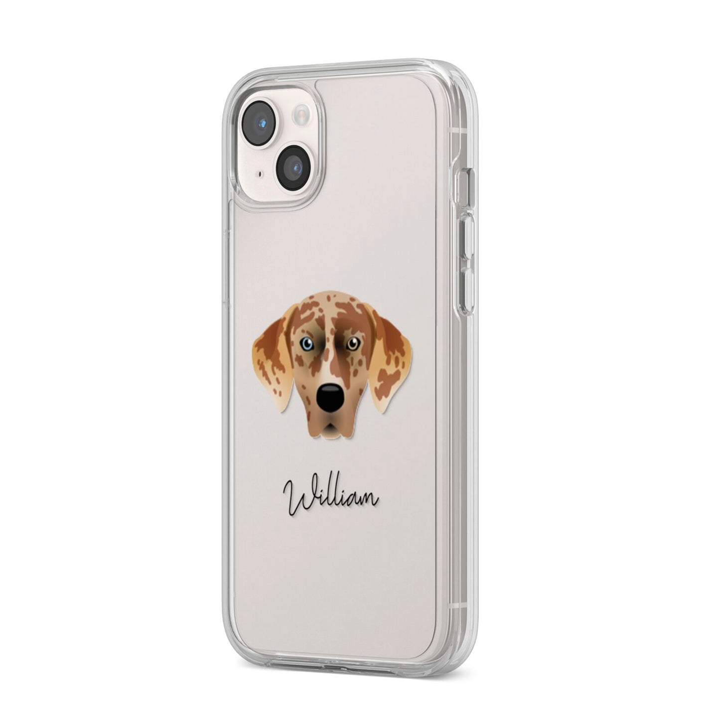 American Leopard Hound Personalised iPhone 14 Plus Clear Tough Case Starlight Angled Image