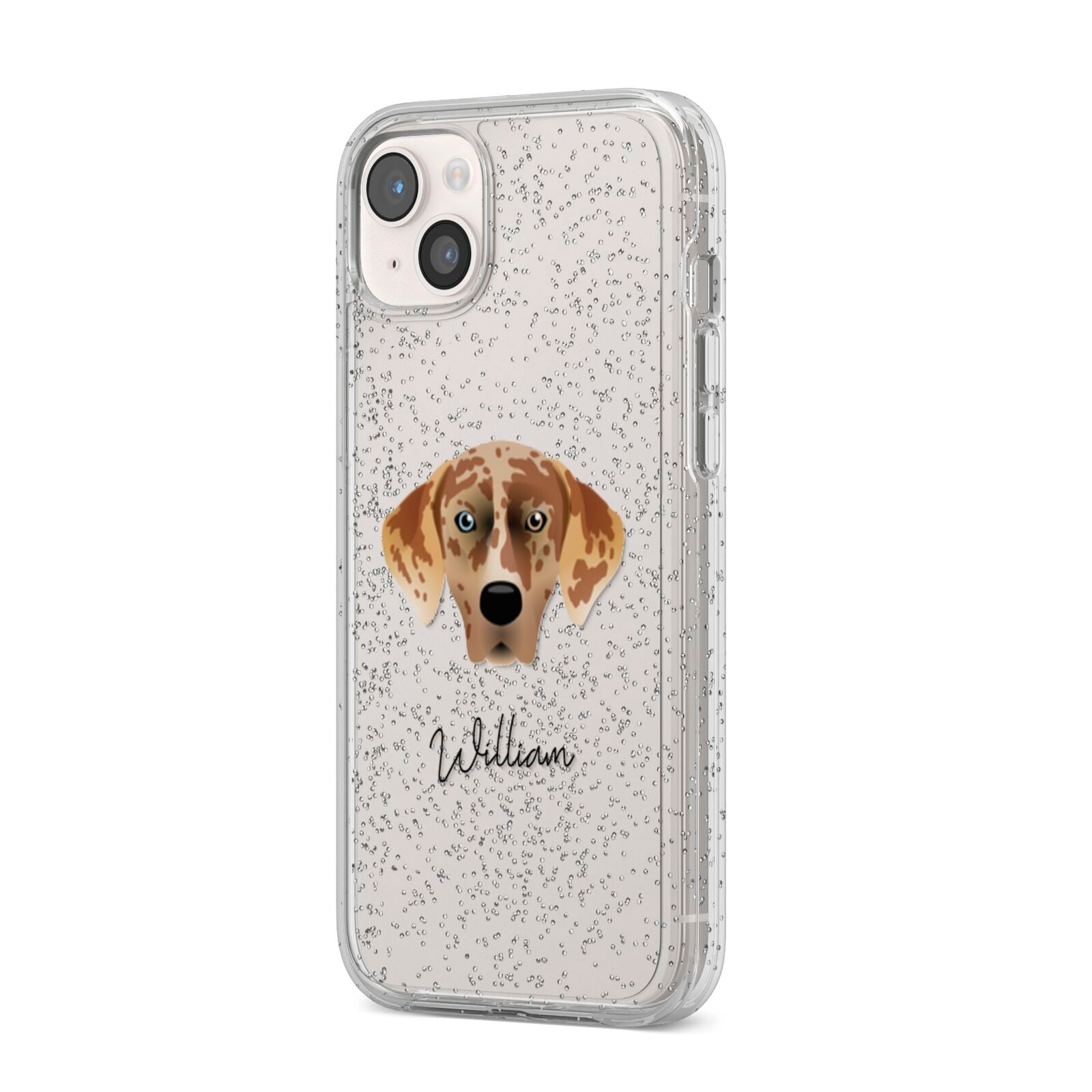 American Leopard Hound Personalised iPhone 14 Plus Glitter Tough Case Starlight Angled Image
