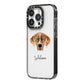 American Leopard Hound Personalised iPhone 14 Pro Black Impact Case Side Angle on Silver phone