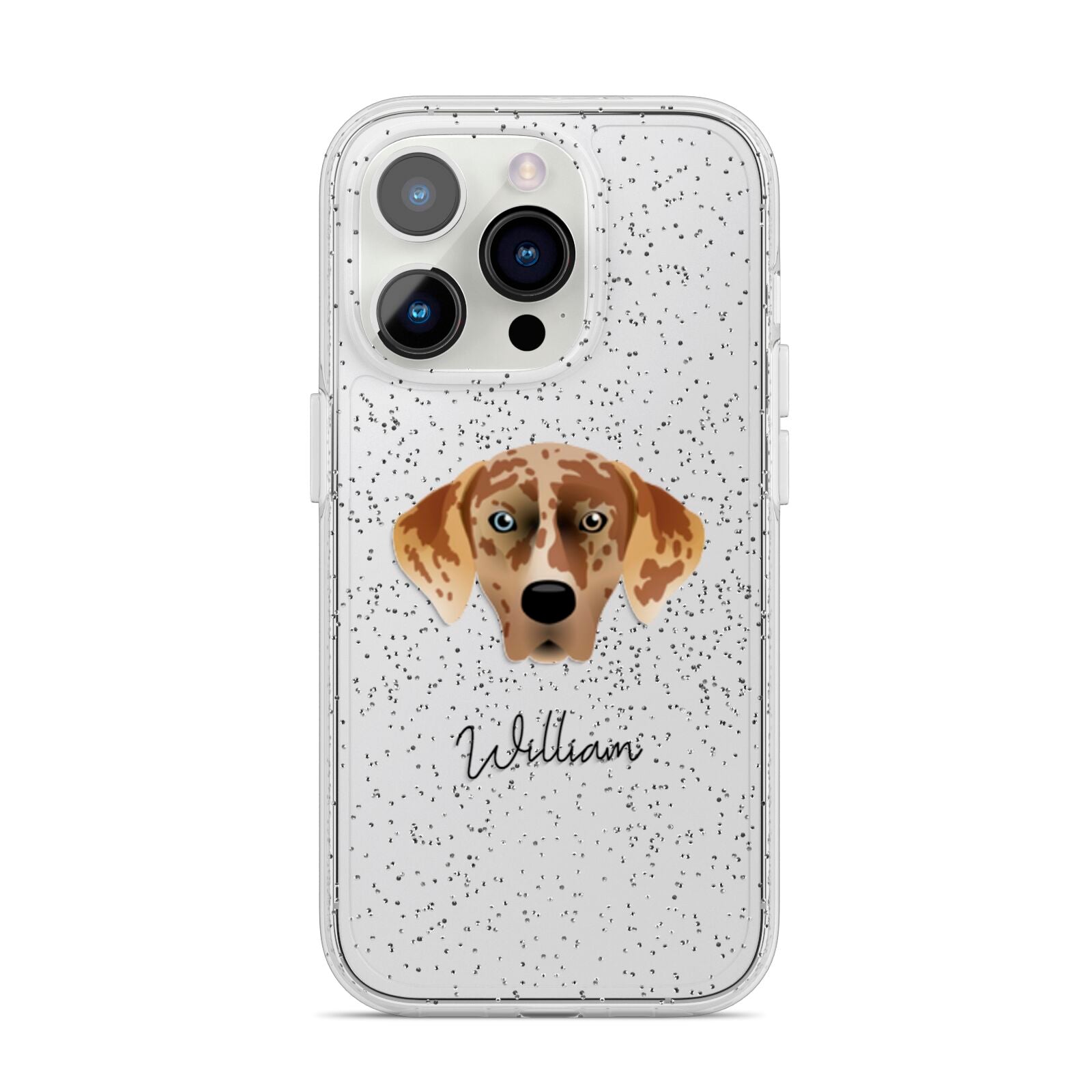 American Leopard Hound Personalised iPhone 14 Pro Glitter Tough Case Silver