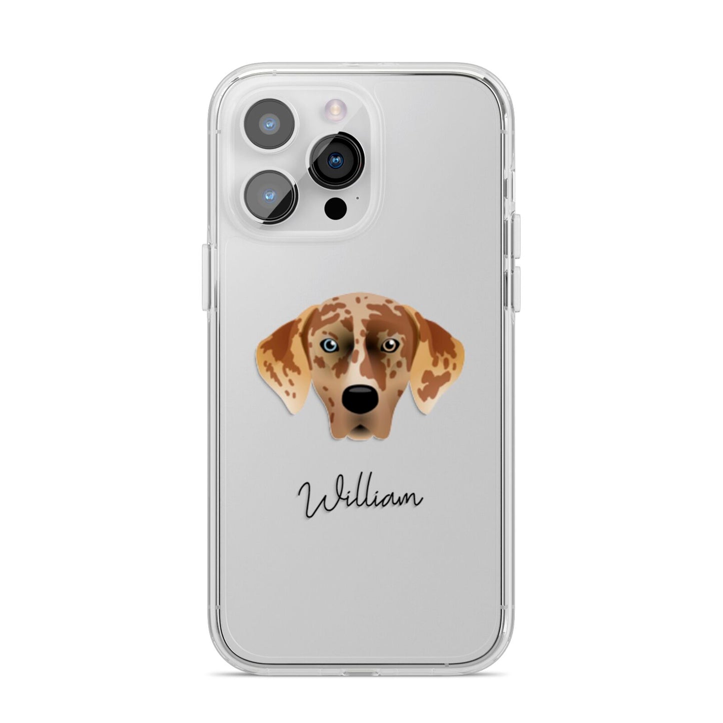 American Leopard Hound Personalised iPhone 14 Pro Max Clear Tough Case Silver