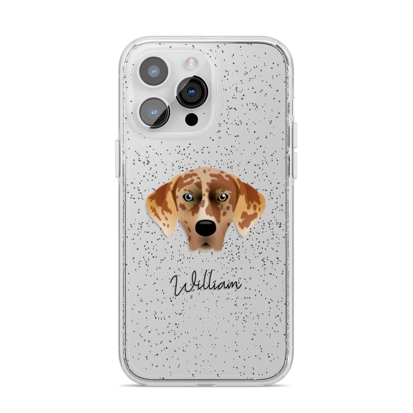 American Leopard Hound Personalised iPhone 14 Pro Max Glitter Tough Case Silver