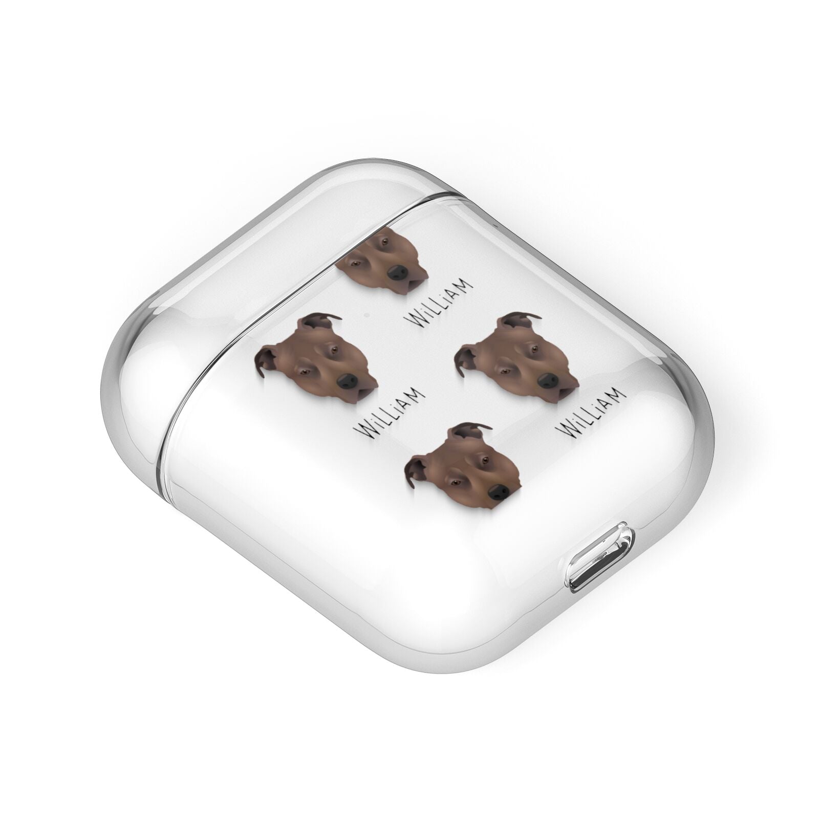 American Pit Bull Terrier Icon with Name AirPods Case Laid Flat