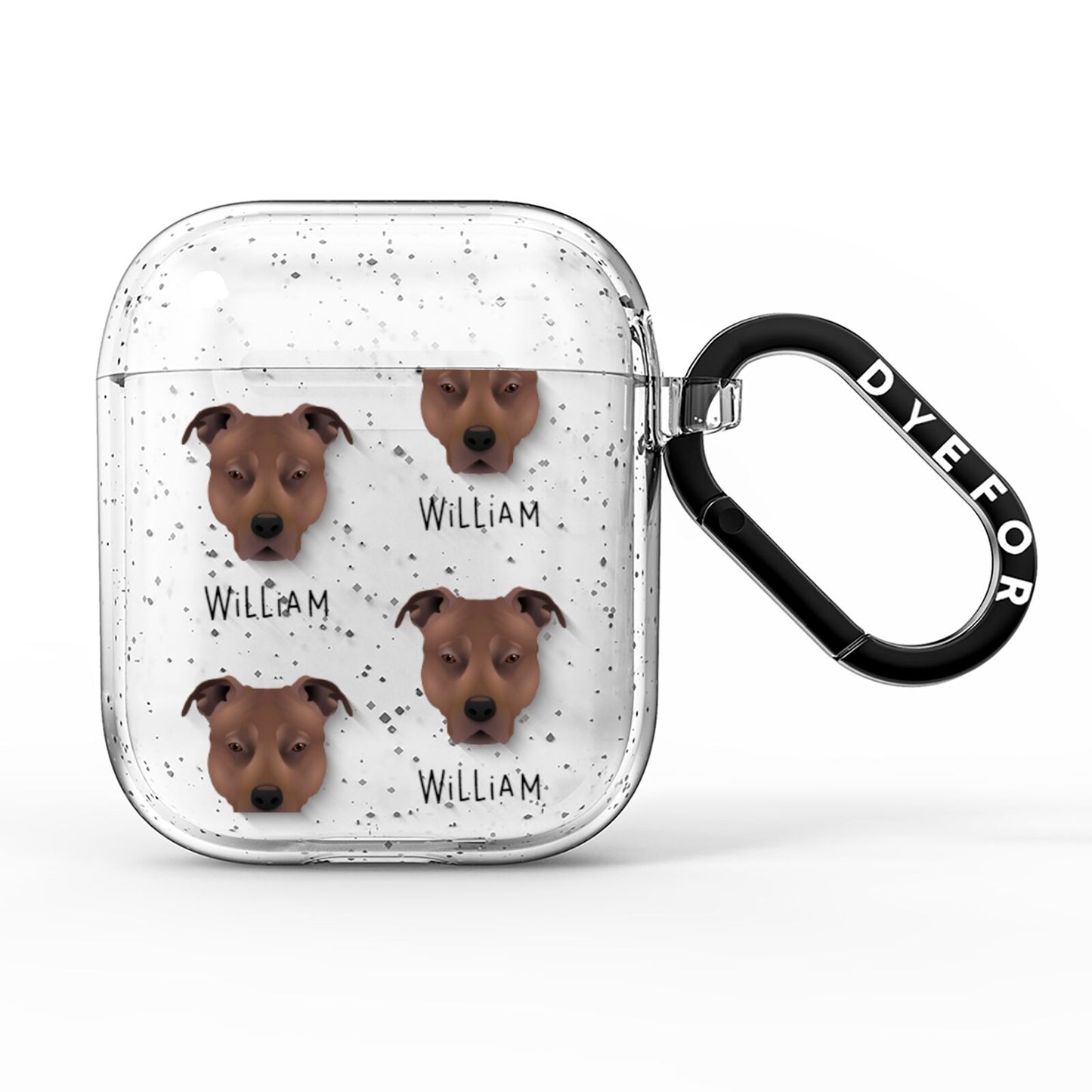 American Pit Bull Terrier Icon with Name AirPods Glitter Case