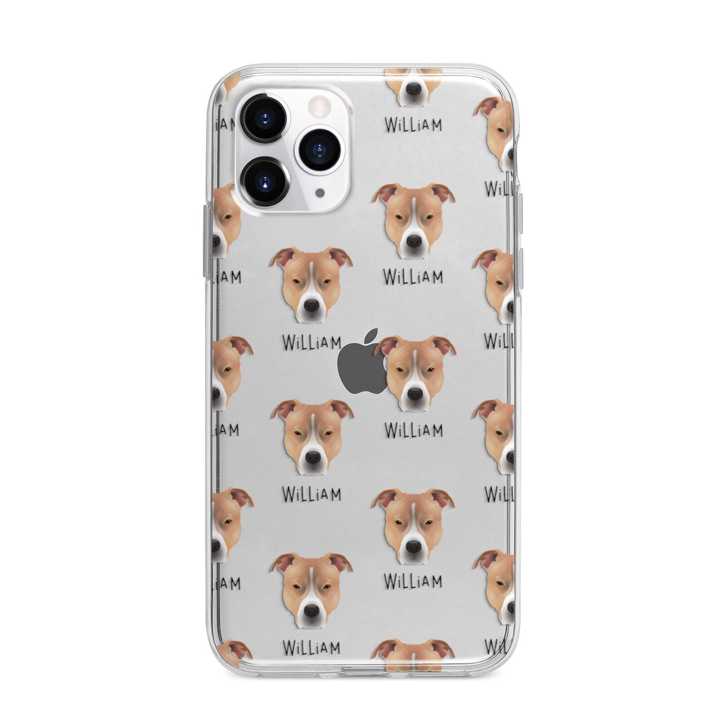 American Pit Bull Terrier Icon with Name Apple iPhone 11 Pro Max in Silver with Bumper Case