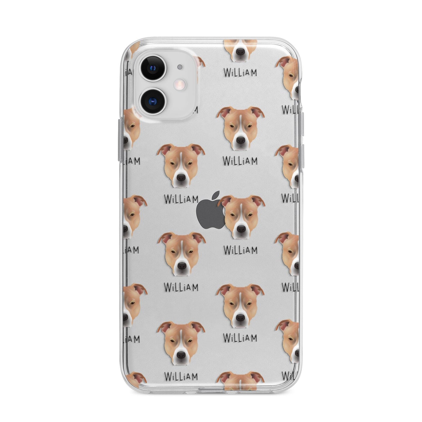 American Pit Bull Terrier Icon with Name Apple iPhone 11 in White with Bumper Case