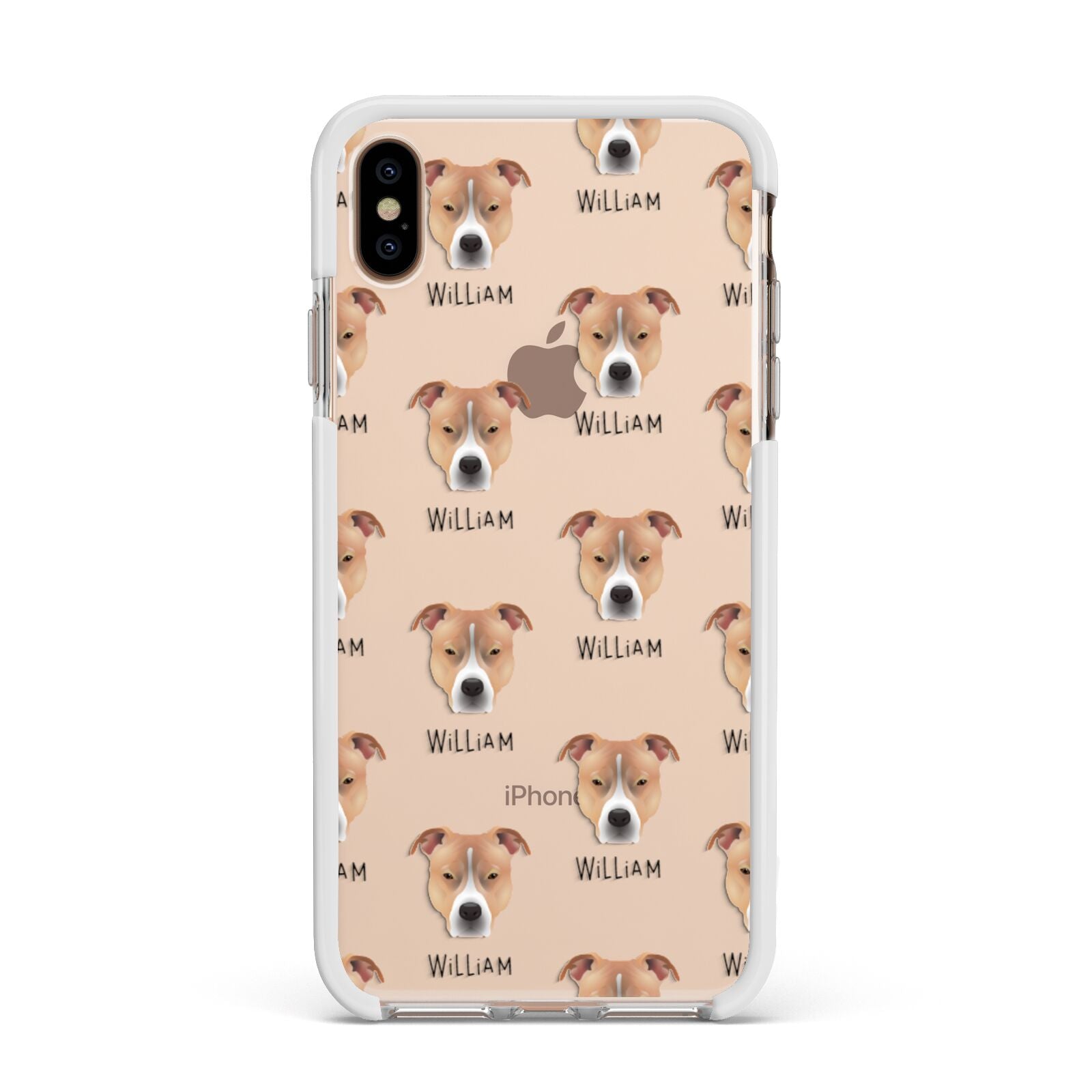 American Pit Bull Terrier Icon with Name Apple iPhone Xs Max Impact Case White Edge on Gold Phone