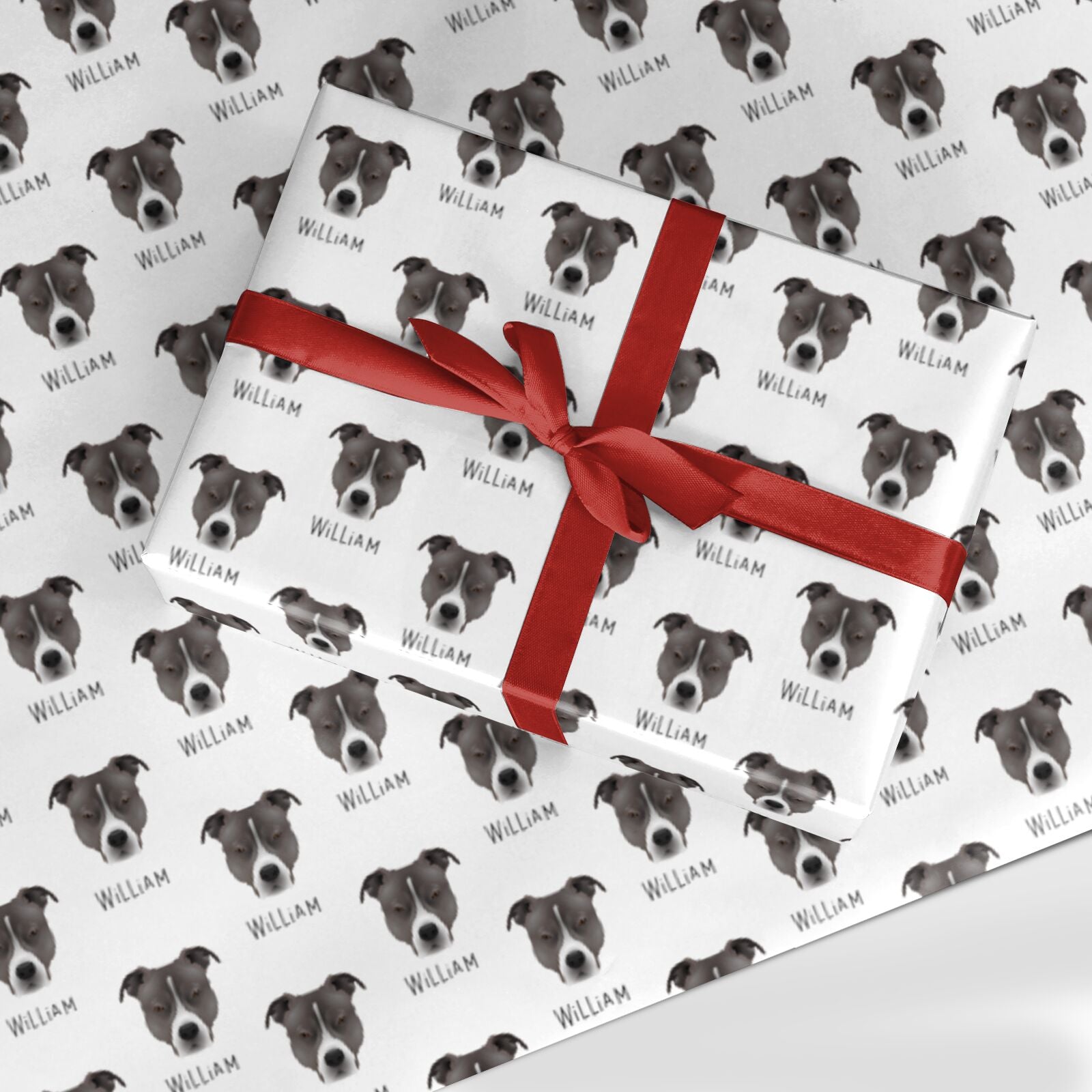 American Pit Bull Terrier Icon with Name Custom Wrapping Paper