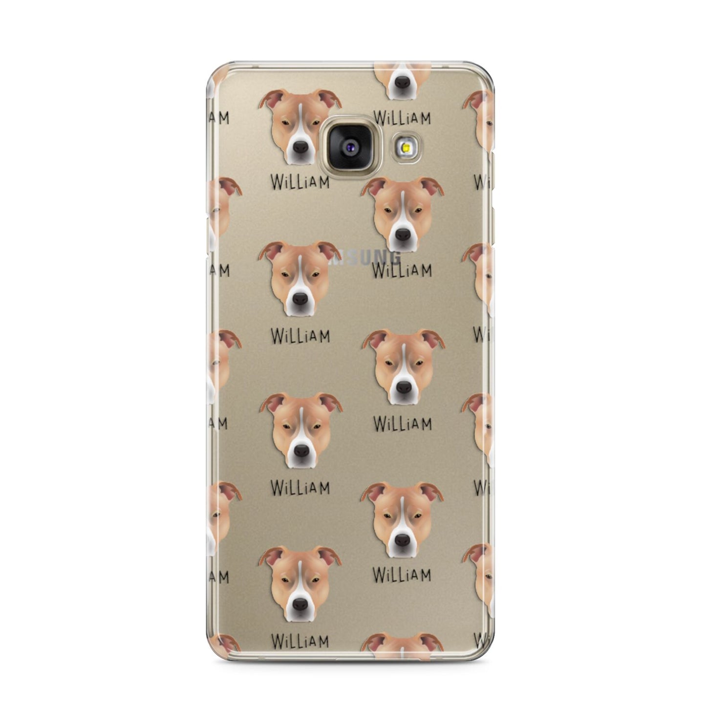 American Pit Bull Terrier Icon with Name Samsung Galaxy A3 2016 Case on gold phone