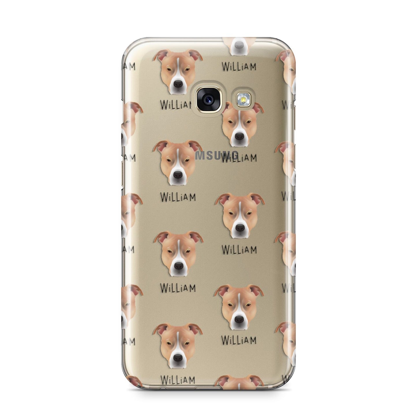 American Pit Bull Terrier Icon with Name Samsung Galaxy A3 2017 Case on gold phone