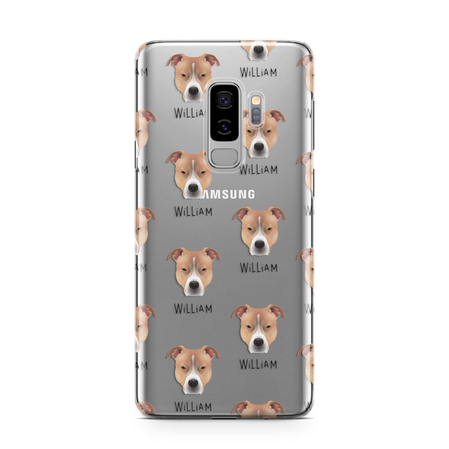 American Pit Bull Terrier Icon with Name Samsung Galaxy S9 Plus Case on Silver phone
