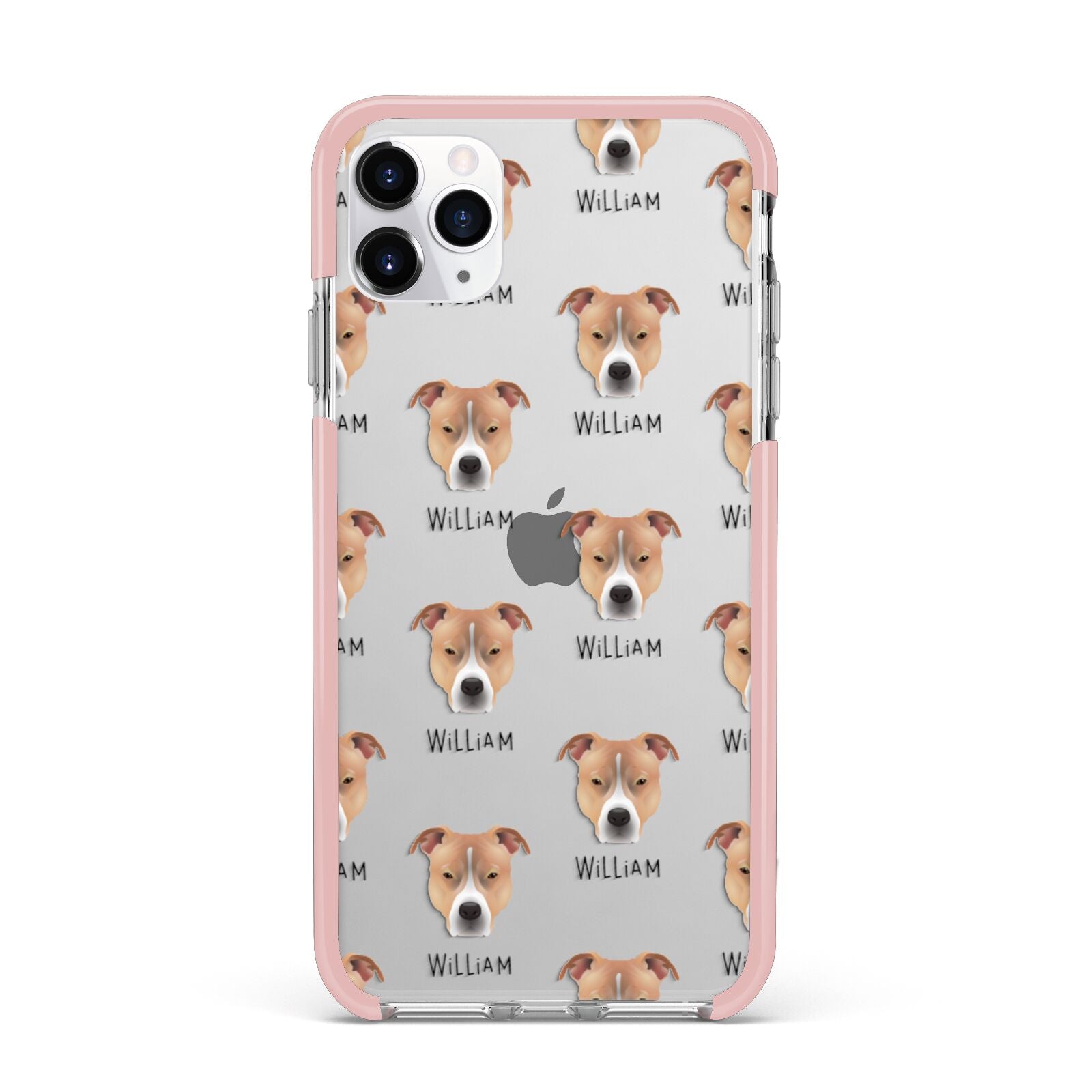 American Pit Bull Terrier Icon with Name iPhone 11 Pro Max Impact Pink Edge Case